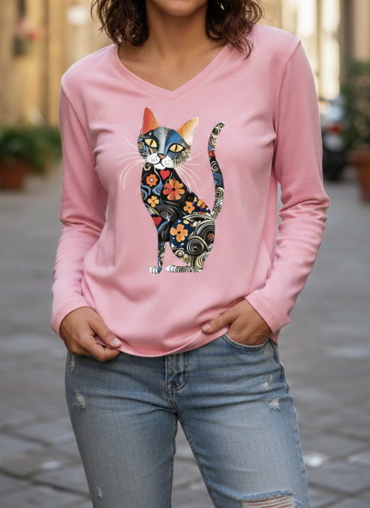 Martina | Maglietta artistica con gatto