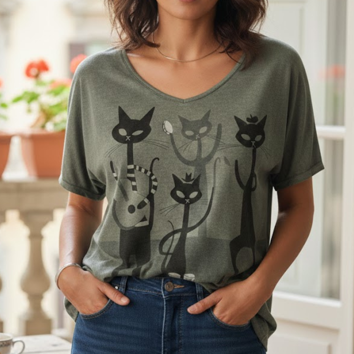 Isabella | graziosa maglietta da donna con motivo gatto