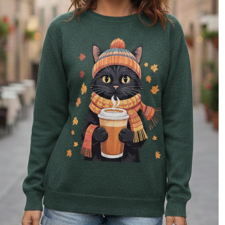 Cintia | maglione caldo da donna con motivo gatto