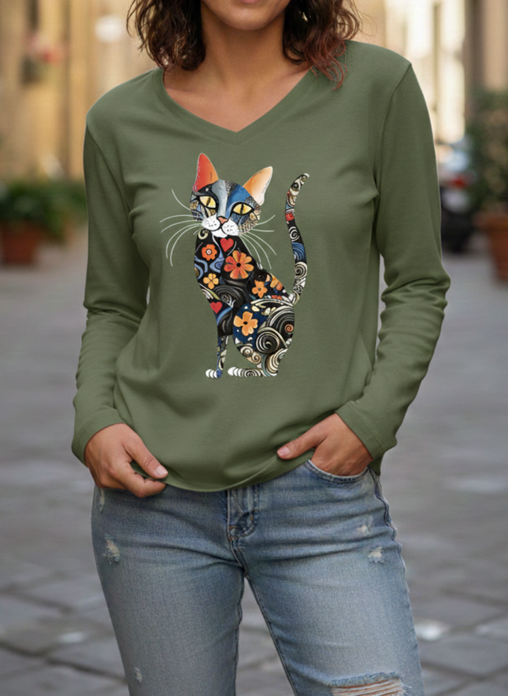 Martina | Maglietta artistica con gatto