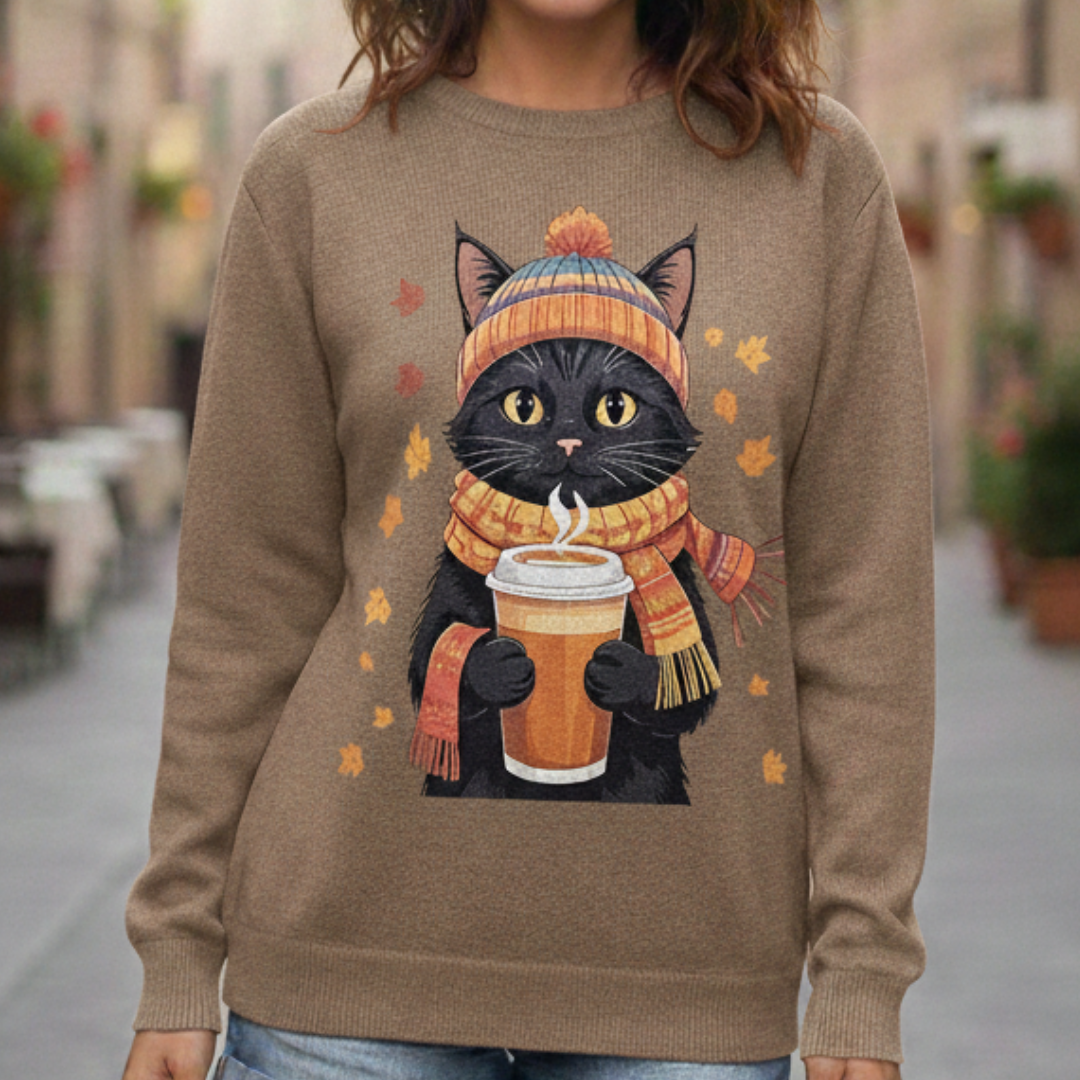 Cintia | maglione caldo da donna con motivo gatto