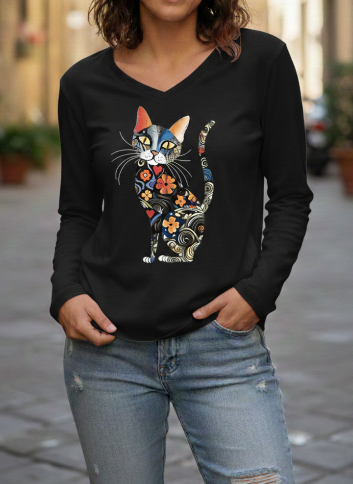 Martina | Maglietta artistica con gatto