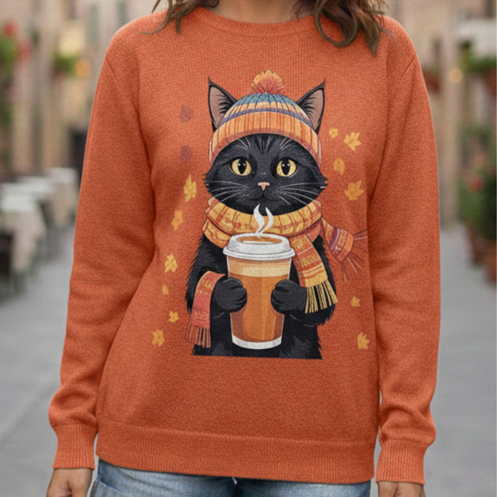 Cintia | maglione caldo da donna con motivo gatto