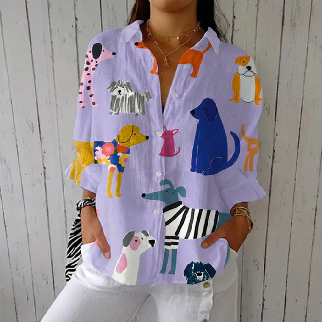 Florence™ | Blouse Chiens Espiègles