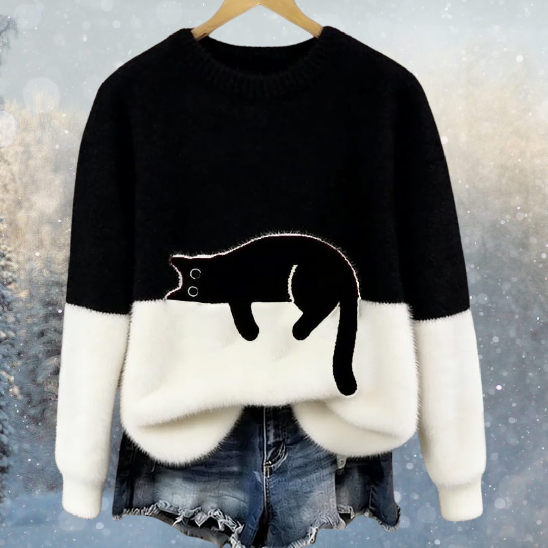 Sara | maglione caldo da donna con motivo gatto