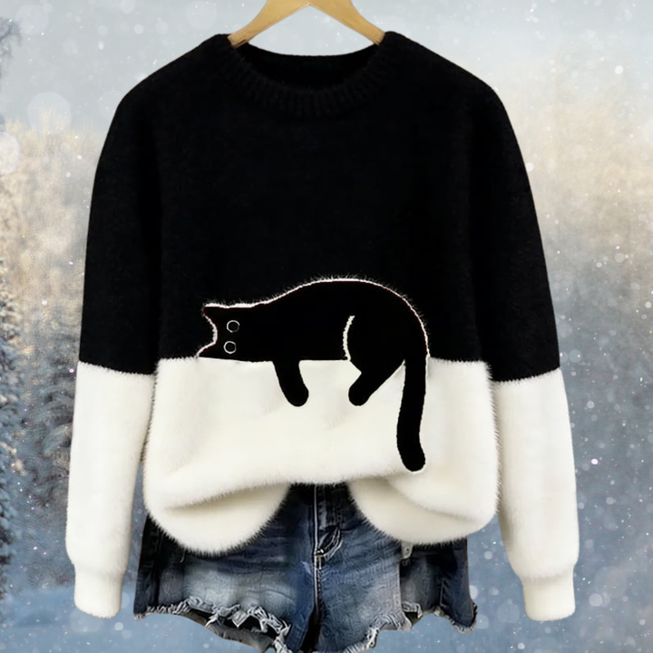 Sara | maglione caldo da donna con motivo gatto