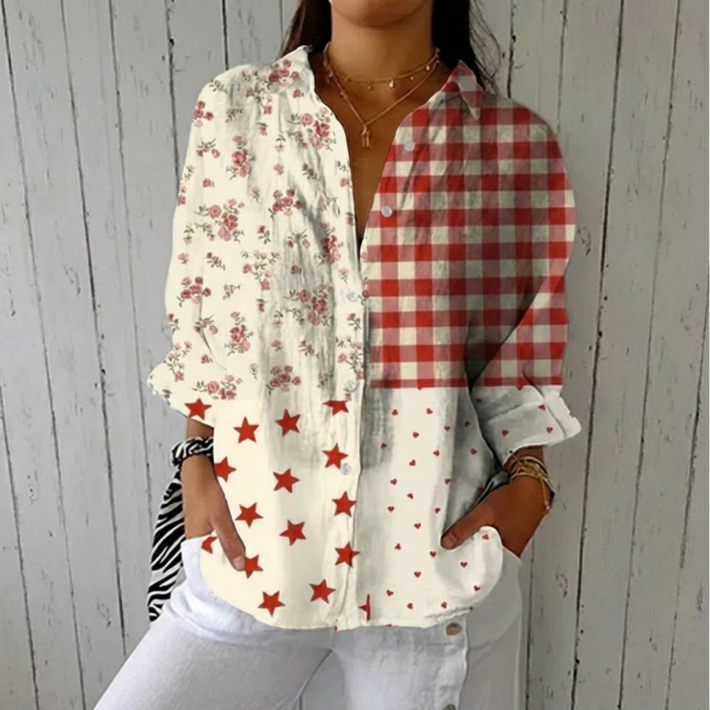 Elise™ | Blouse Patchwork Champêtre
