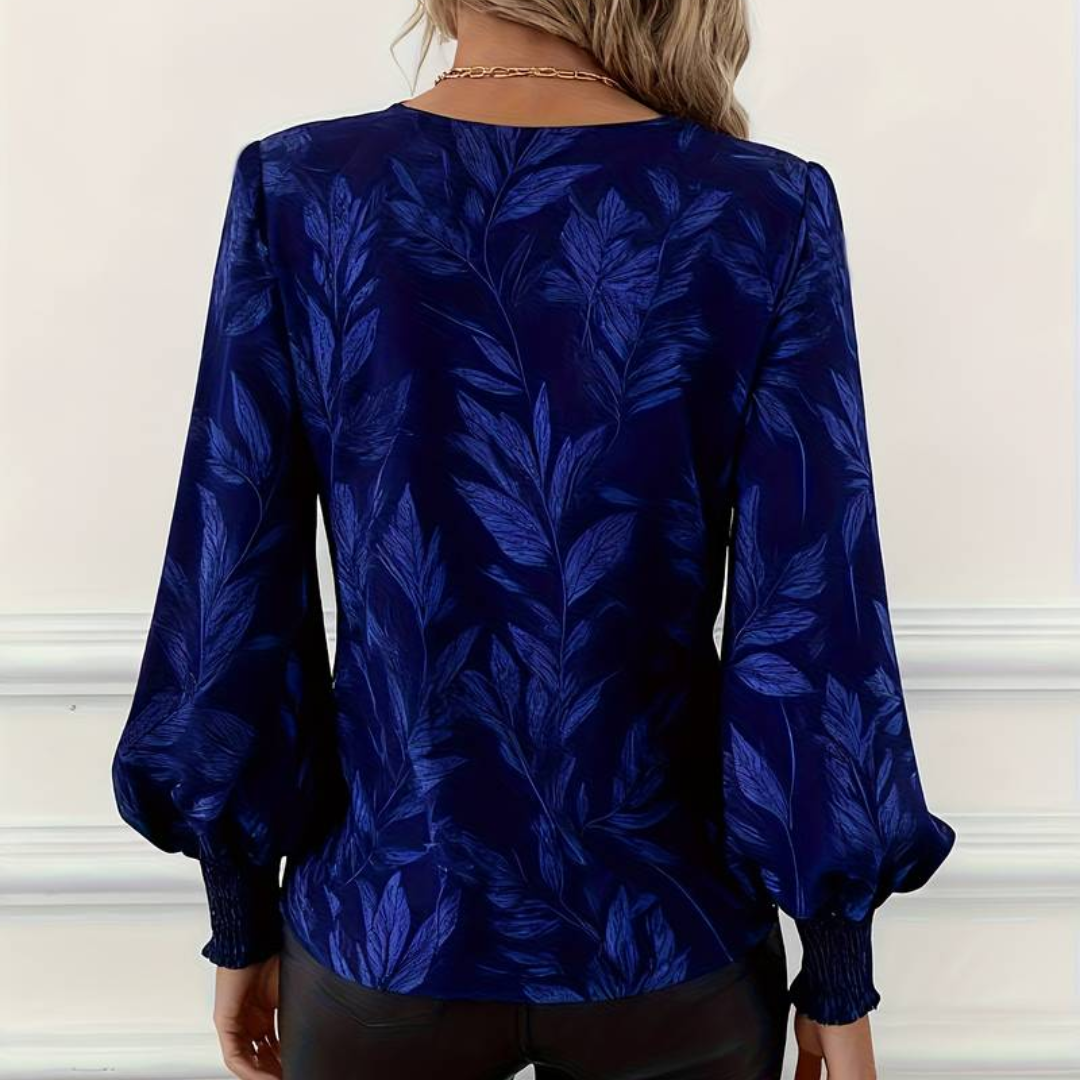 Paola | Blusa Elegante con Stampa a Foglie