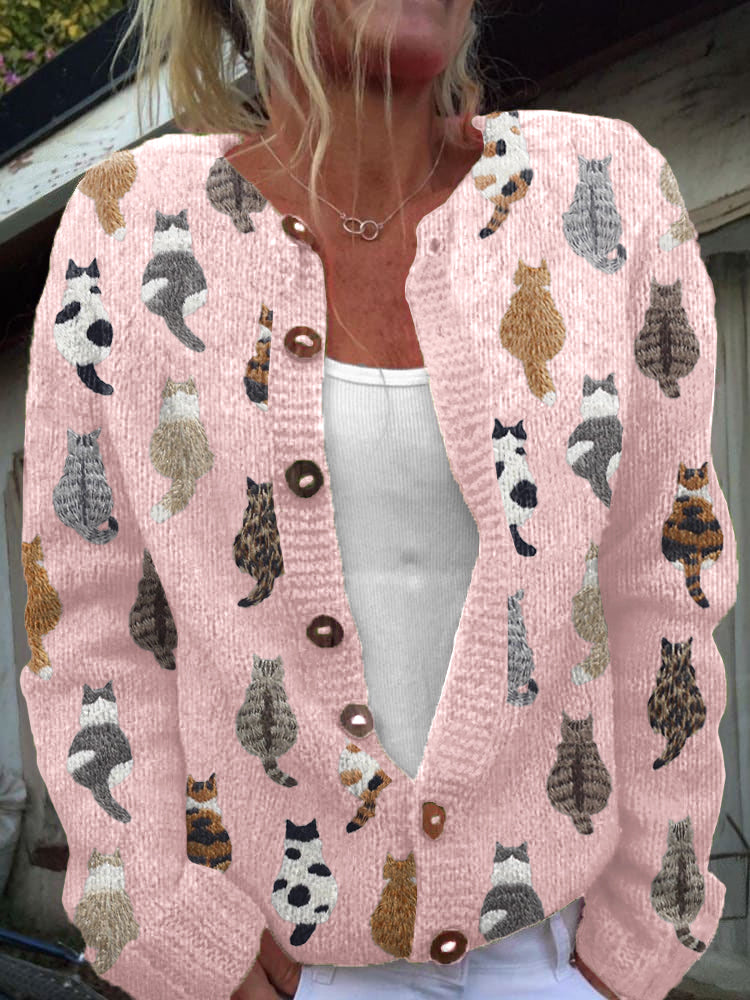 Philomène | Gilet en Maille Motif Petits Chats