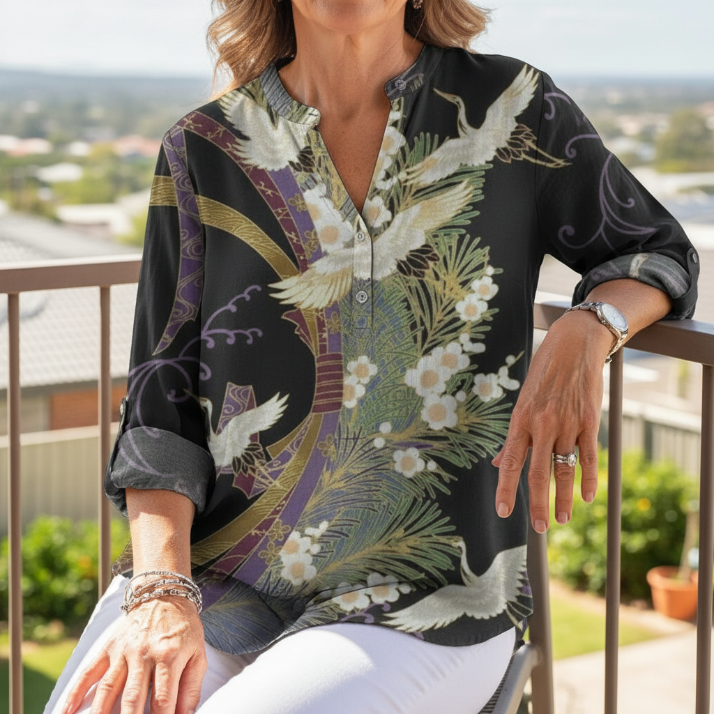 Breezy™ - Blouse Chic à Imprimé Envol