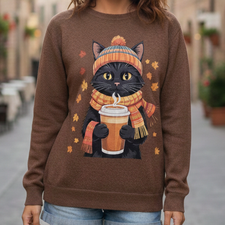 Cintia | maglione caldo da donna con motivo gatto