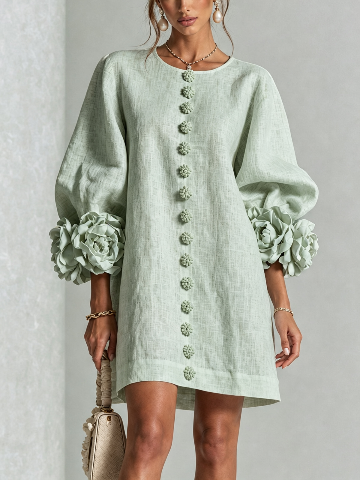 Bathilde | Robe Courte Manches Fleuries