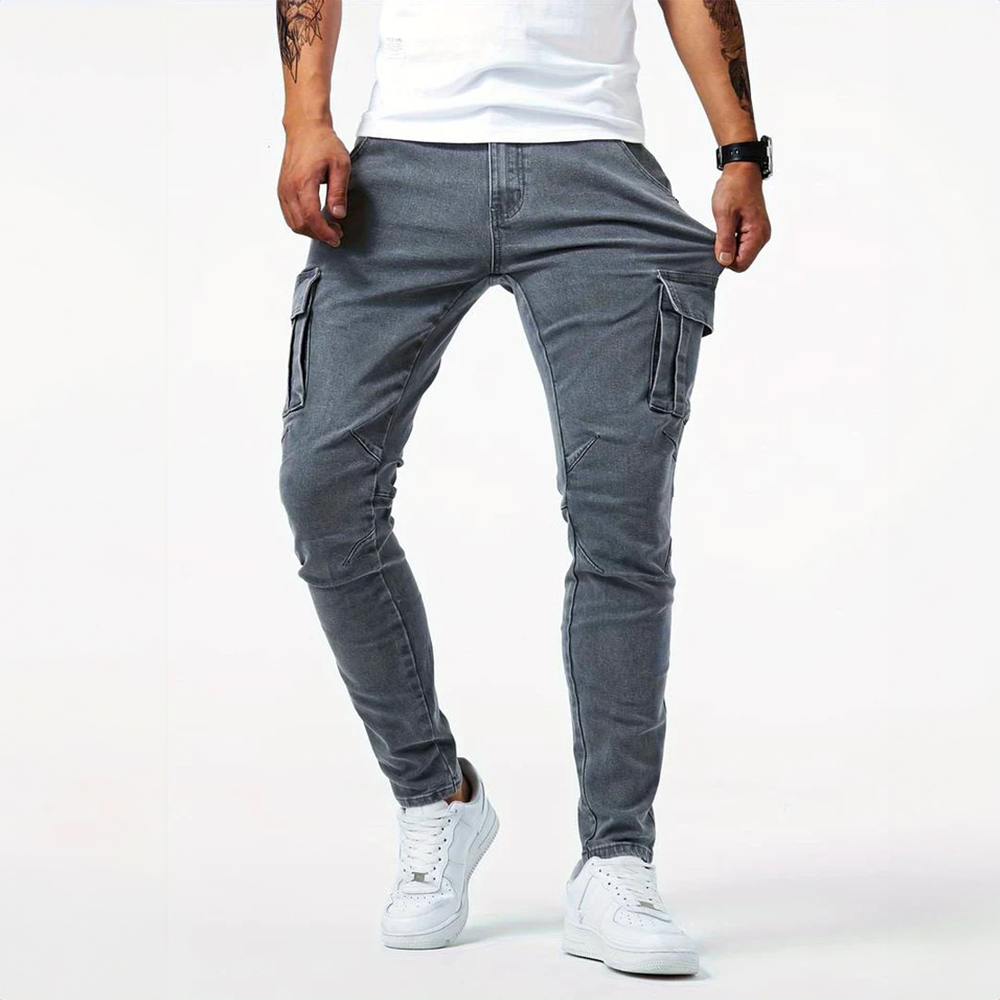 Pantaloni Cargo Stretch Marino