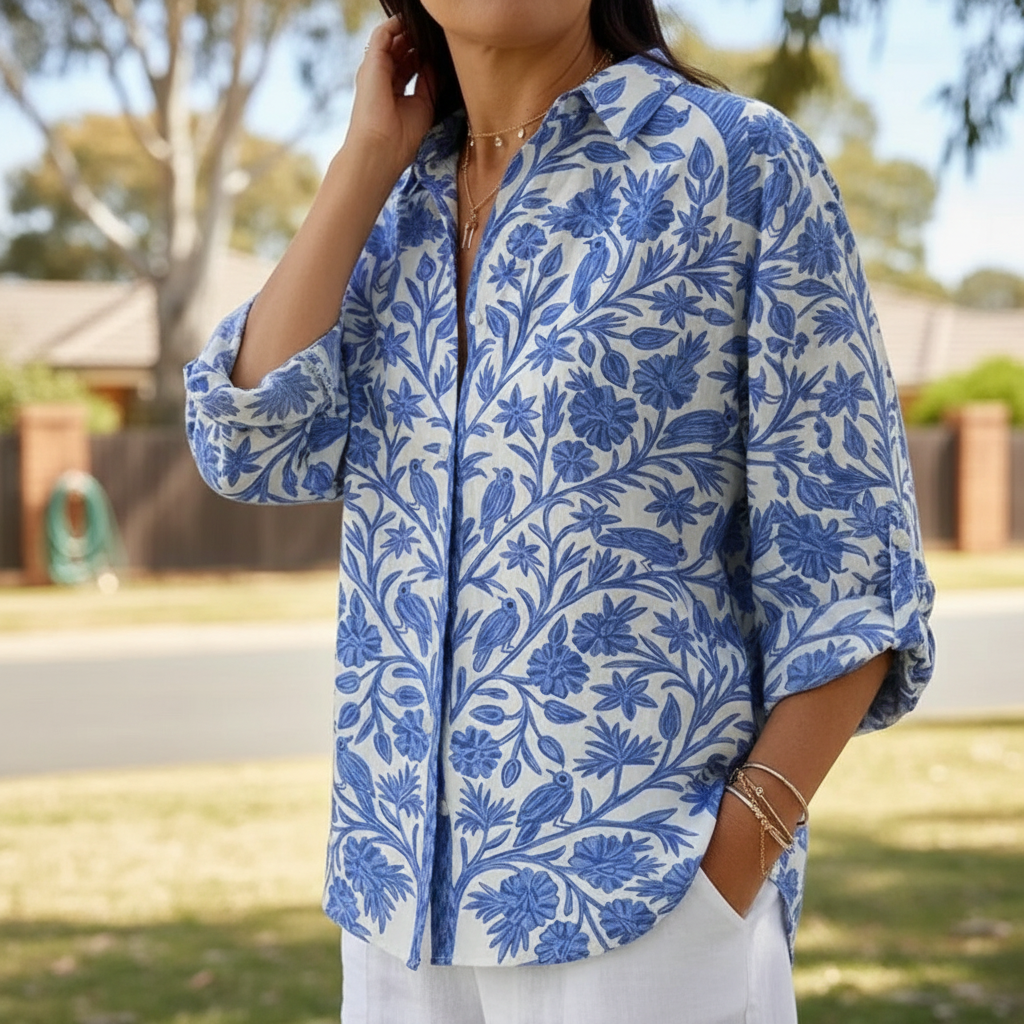Frederikke™ | Blouse Jardin Bleu