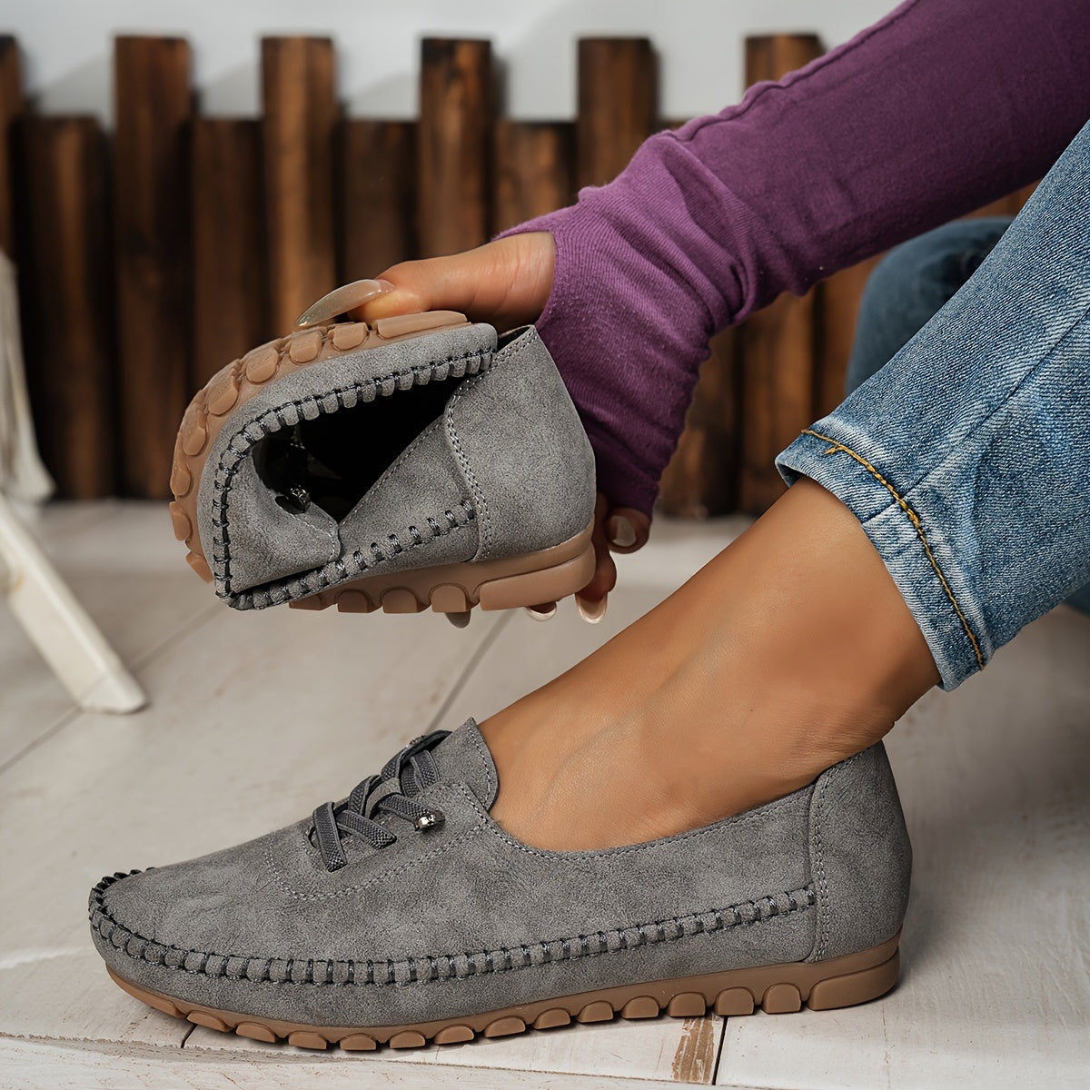 Albertine | Mocassin Souple à Lacets Élastiques