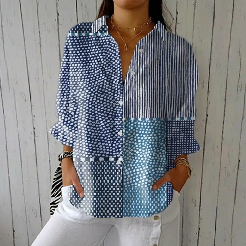 Fiora™ | Blouse Patchwork Océan