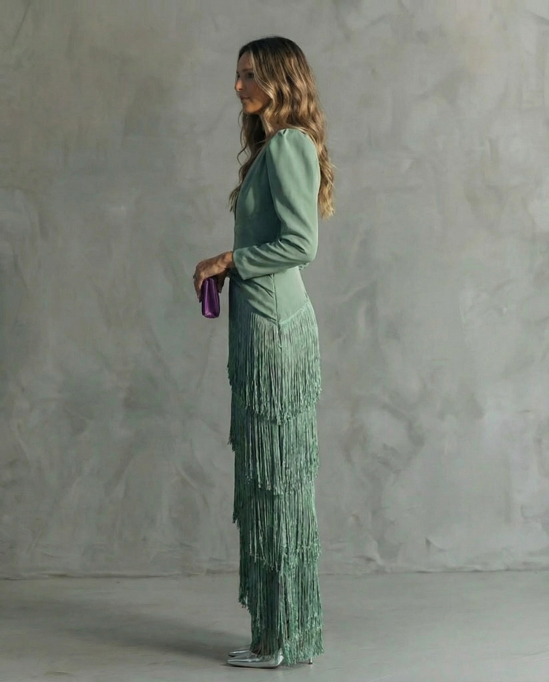 Claire™ | Robe midi élégante à manches frangées
