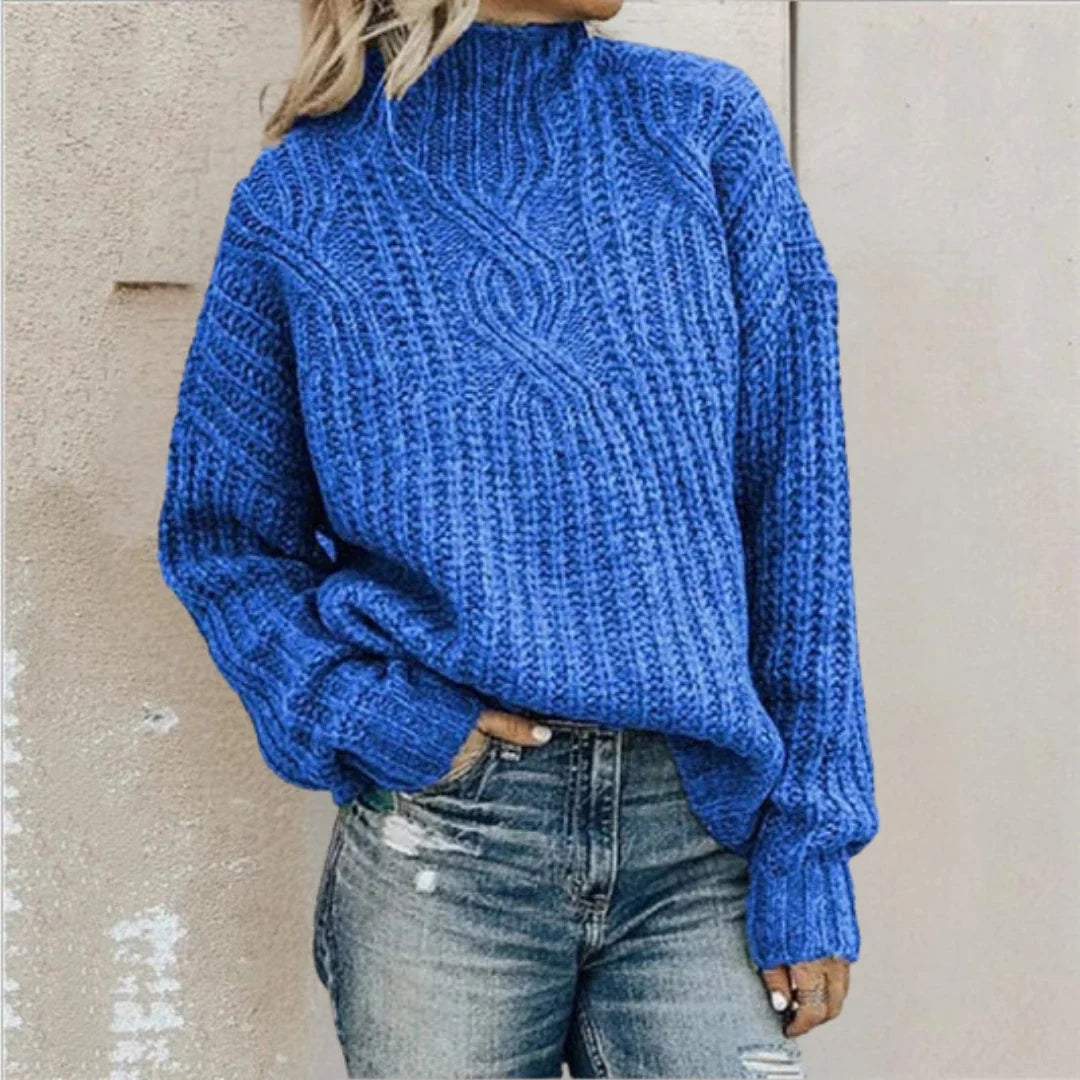 Octavie | Pull Col Montant en Grosse Maille Torsadée